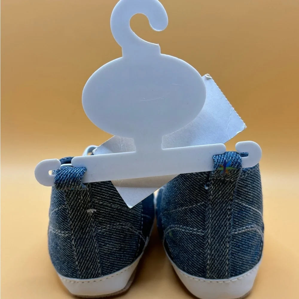 Vtg Babies R Us denim high-top crib shoes Sneakers‎ Sz 3 Xmas Gifts Nursery Dog